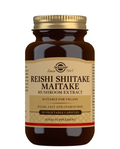 2 Xsolgar Mushroom Extract Reishi Shiitake Maitake 50 Capsules Vegan Gluten Free