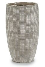 25cm Gris Vase Ciment Bouleversé Finition Rotin Design Décorative Vase Fleur