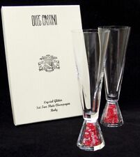 #4071 - Oleg Cassini Crystal Glitter Rouge - 2 Verres à Champagne / Champagne - Neuf + Emballage D'origine