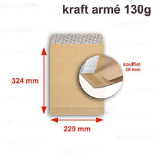 50 Enveloppes/pochettes à Soufflets C4 Kraft Armé 130g