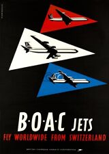 Airlines Boac Jets Rokx-poster Hq 45x60cm D'une Affiche Vintage