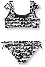 Billabong Little Girls' Geo Delight Short Sleeve Crop Swim Suit, Black Sands, 4