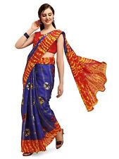 Bleu Imprimé Kota Doria Sari Soirée Indien Designer Sari