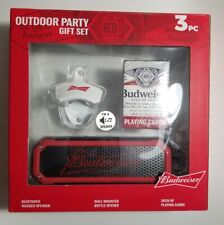 Budweiser Outdoor Party Gift Set! W/ Bluetooth Speaker & Cards Fathers Day Gift!