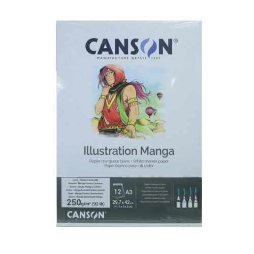 Canson Illustration A4 & A3 250gsm 12 Sheet Pad Bd, Manga, Comics
