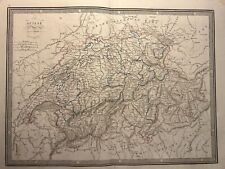 Carte Antique Des Alpes Suisses Suisses Du Tyrol Suisse 1847 Gravure...