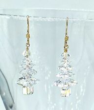 Christmas Tree Swarovski Crystal Earring Gold Filled 14k