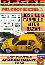 Decal Peugeot 205 Rally J.l. Carrillo Campeon Aragon De Rallys 2000 (02)