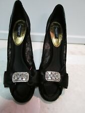 Dolce & Gabbana Black Mess Evening Crystal Stiletto Peep Toe Shoes Size 37.5 