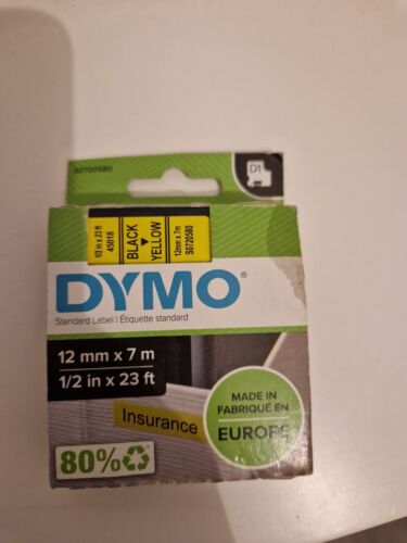 Dymo Ribbon D1 6 Mm X 7 M Black On Yellow 43618