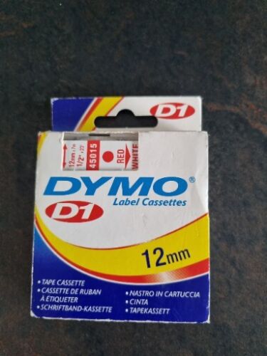 Dymo S0720550 D1 Tape 12mm X 7m Red On White