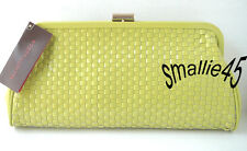 Elliott Lucca Citron Woven Leather Patent Clutch - Nwt
