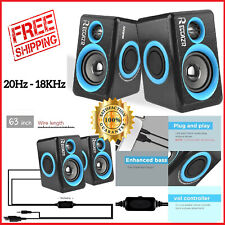 Gaming Speakers 6x9 Pc Surround Sound System Loud Deep Bass Usb Desktop Comput..