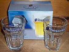 Hoegaarden Beer 2 Signature Hexagonal Tumbler Pub Glasses W/ Gift Box New 