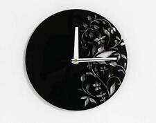 Horloge Murale Moderne Noire Brillante Verre Qualité Unique Faite à La Main - Absolument Silencieuse 