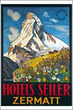 Hotels Seiler Zermatt Rf504 - Poster Hq 40x60 D'une Affiche Vintage