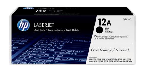 Hp 12a Black Laserjet Toner Cartridge (2 Pack) Q2612ad Dual Pack