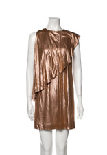 Italian Designers Stunning Metallic Bronze Ruffle Detail Sleeveless Mini Dress 8