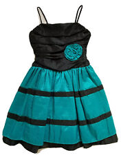 Jessica Mcclintock Girls Teal Green/black Dressy Holiday Dress Size 12 Nordstrom