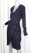Jitrois Womens Navy Blue Stretch Suede Long-sleeve Sheath Dress 44/12 L New