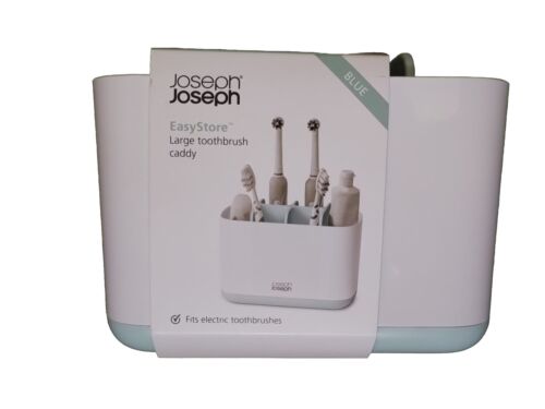 Joseph Joseph Bathroom Easystore Toothbrush Caddy Toothpaste, Large - White/blue