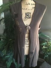 Long Brown Heavy Knit Embellished Vest Sz M