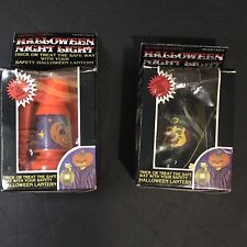 Lot Of 2 Vintage Halloween Night Lights Pumpkin And Witch Rare Damage To The Box
