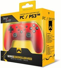 Manette Playstation Ps3 & Pc - Steelplay - Filaire - Rouge Metallique - Neuf
