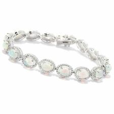 Meher's Jewelry Ethiopian Opal & White Zircon Gemstone 925 Silver Line Bracelet