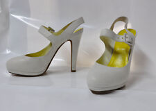 Michel Perry White Leather Mary-jane Style Hi-heel Pump - Size Eu41, 5.25