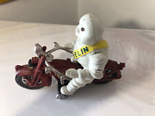 Michelin Man Bibendum On Red Motorcycle Cast Iron Toy, Limited Quantity