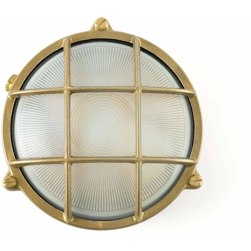 netlighting noray 1 light outdoor bulkhead wall light brass ip65 e27 yellow
