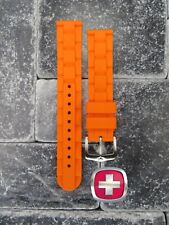 Neuf Wenger Swiss Army Véritable Caoutchouc Sangle Orange Diver Bande 20mm