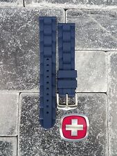 Neuf Wenger Swiss Army Véritable Caoutchouc Sangle Bleu Marine Diver Bande 20mm