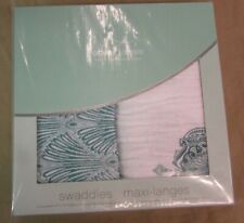 New Aden + Anais Paisley Teal 2-pack Swaddle Baby Blanket 47