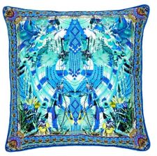 New Camilla Amazon Azure Small Square Cushion Cover Case Blue Crystals Silk