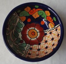 New Mexican Talavera Hand Painted Pottery Footed Salsa Bowl 4-1/2