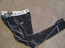 New Under Armour Women's Compression Pants Xs Wht/charcoal Gray Free Ship!