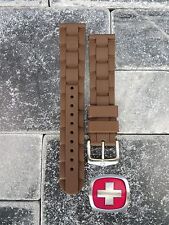 New Wenger Swiss Army Genuine Rubber Strap Brown Diver Watch Band 20mm 19mm