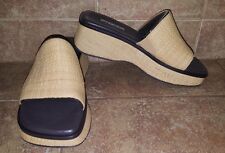 Nine & Company Ncalosiek Natural Straw Wedge Sandal In Biege And Brown- 6.5 Us