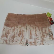 Nwt ($125) Tie Dye 100%linen Embellished Mini Skirt Size M Zipper Pockets