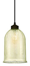 Plafonnier Éclairage Lampe Suspendue 1 Ampoule E27 Bronze Verre Glace Antique