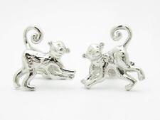 Platinum Sterling Silver Custom Hand Made Monkey & Banana Design Cufflinks Gift