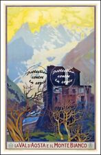 Poster Hq 40x60 D'une Affiche Vintage La Val D'aosta E I Monte Bianco