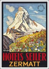Poster Hq 40x60cm D'une Affiche Vintage Zermatt Suisse Hotels Seiler