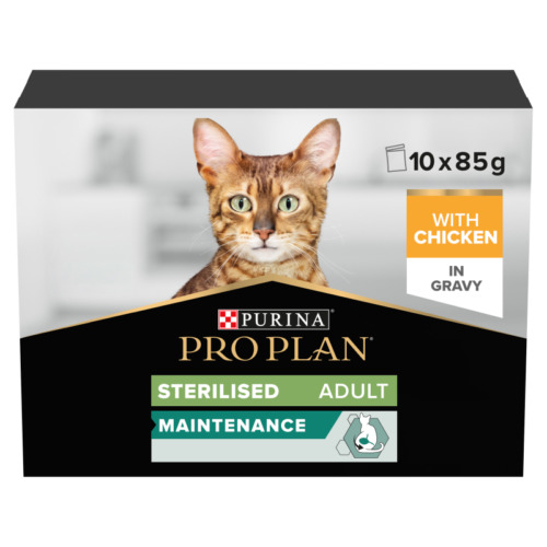 Pro Plan Adult 1+ Sterilised Wet Cat Food Maintenance With Chicken Gravy 40x85g