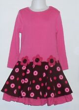 Rare Editions Girls Long Sleeve Dropped Waist Dress Pink Four (4) Nwt