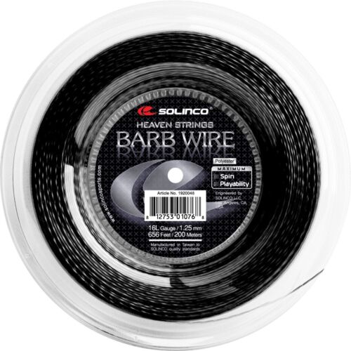 Solinco Barb Wire Tennis Racket String 1.30mm / 16 - 200m Reel - Black