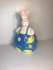Studio 33 Ceramic Happy Gardener Bunny Cookie Treat Jar New Easter Rabbit 5”x 9”