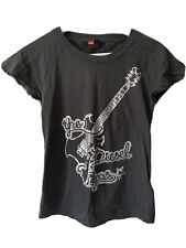 T-shirt Gris Diesel Pour Femme Avec Imprimé Guitare Neuf Avec Étiquettes Uk Xs 100 % Coton